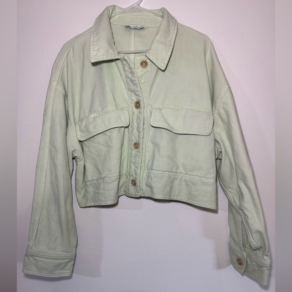 Zara Light Sage Green Utility Jacket